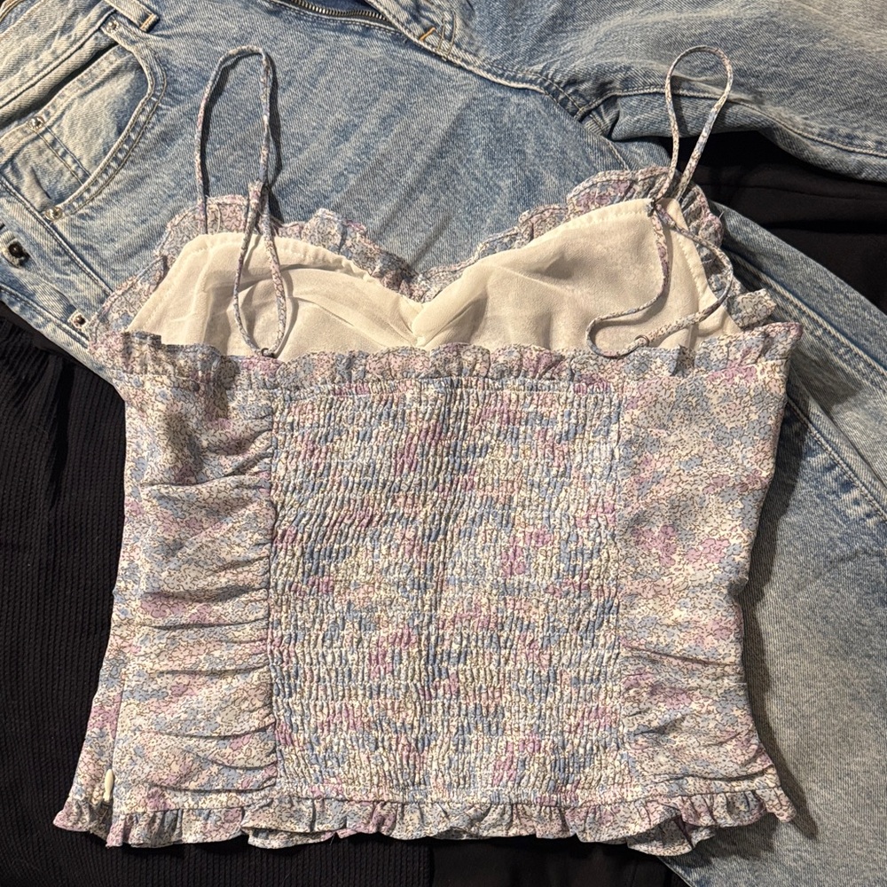 Astr Ruched Ruffle Cami in Pastel Multi - Picture 5 of 8